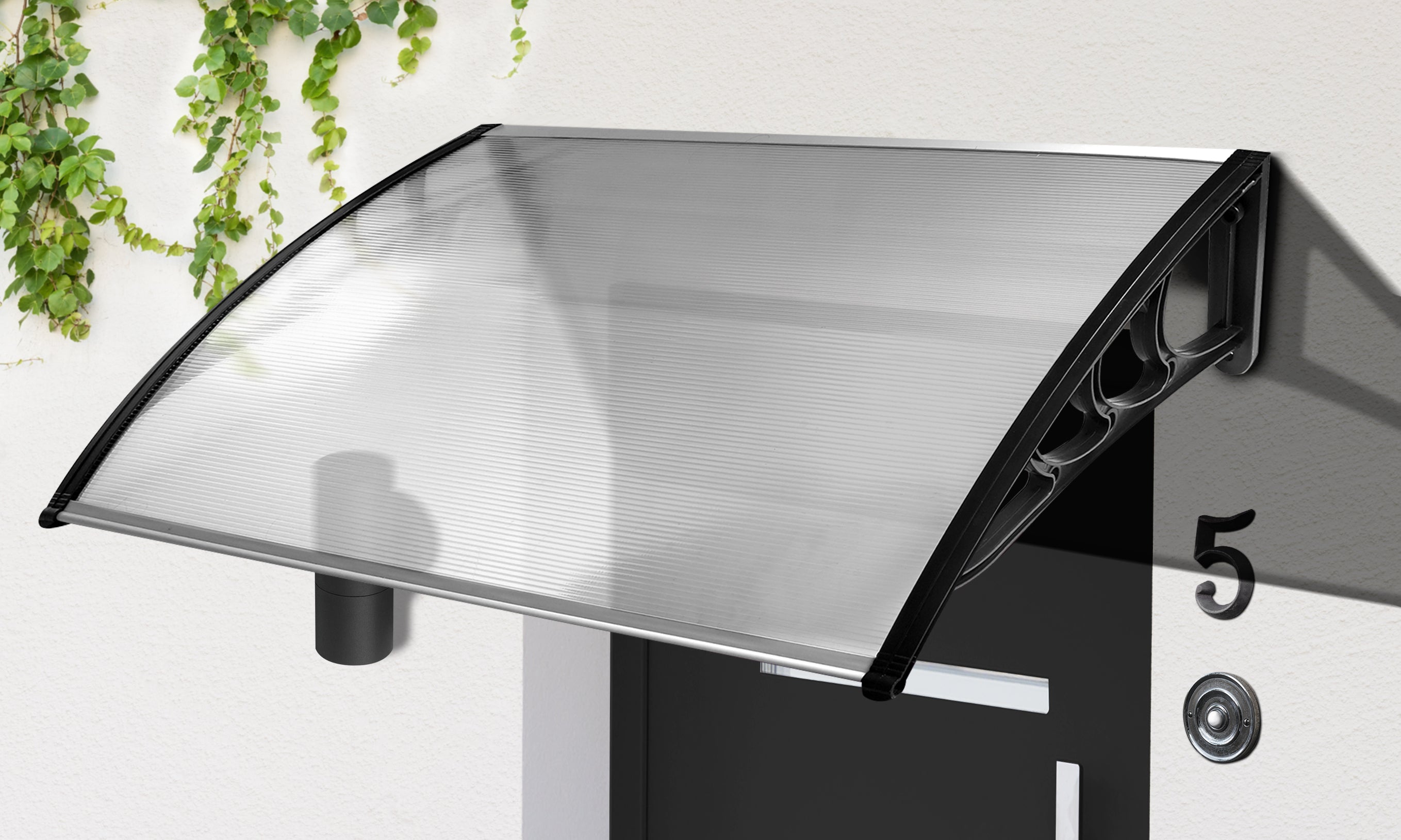 Marquise de porte transparente 80x150cm