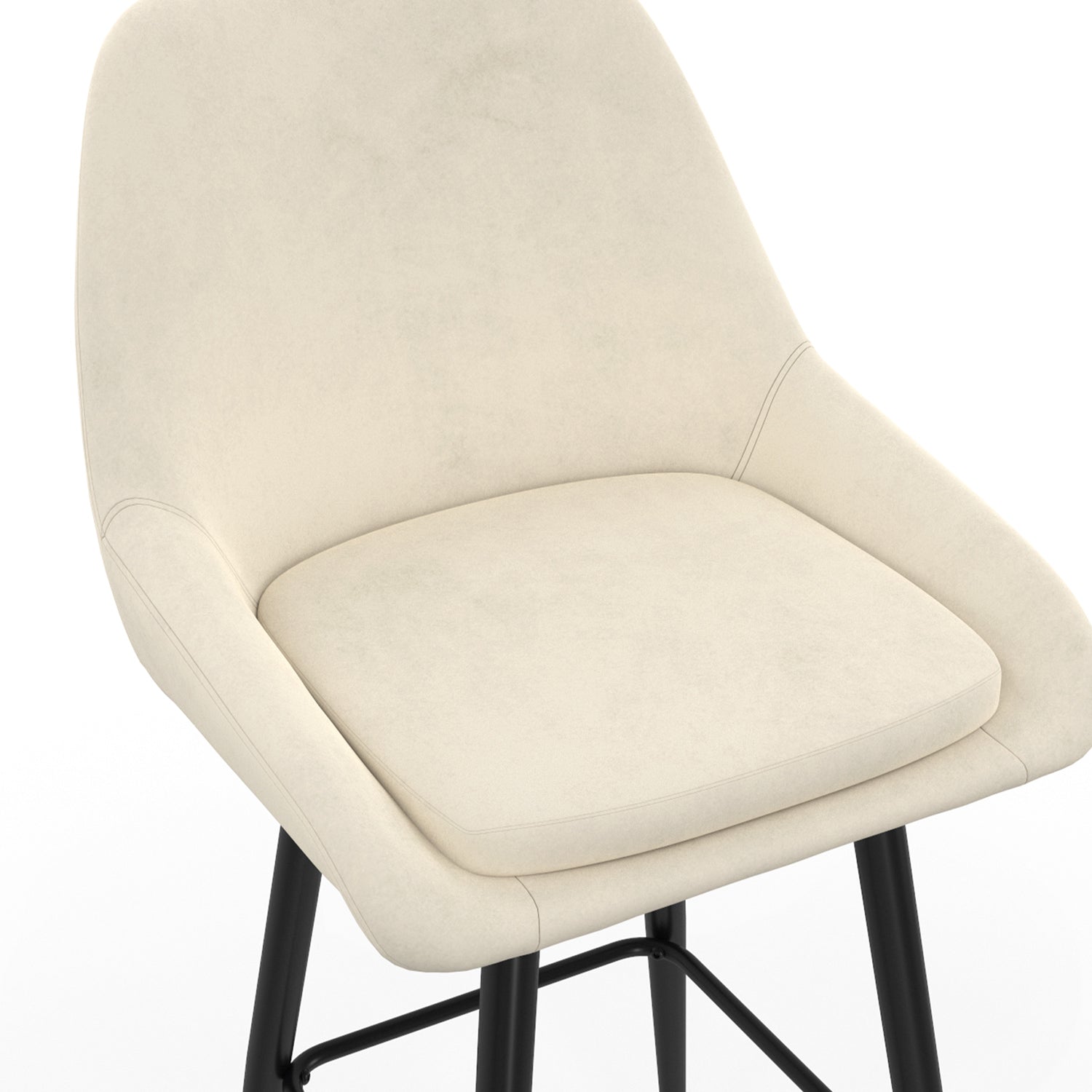 Tabourets de bar Olivia assise velours crème et pieds métal - lot de 2