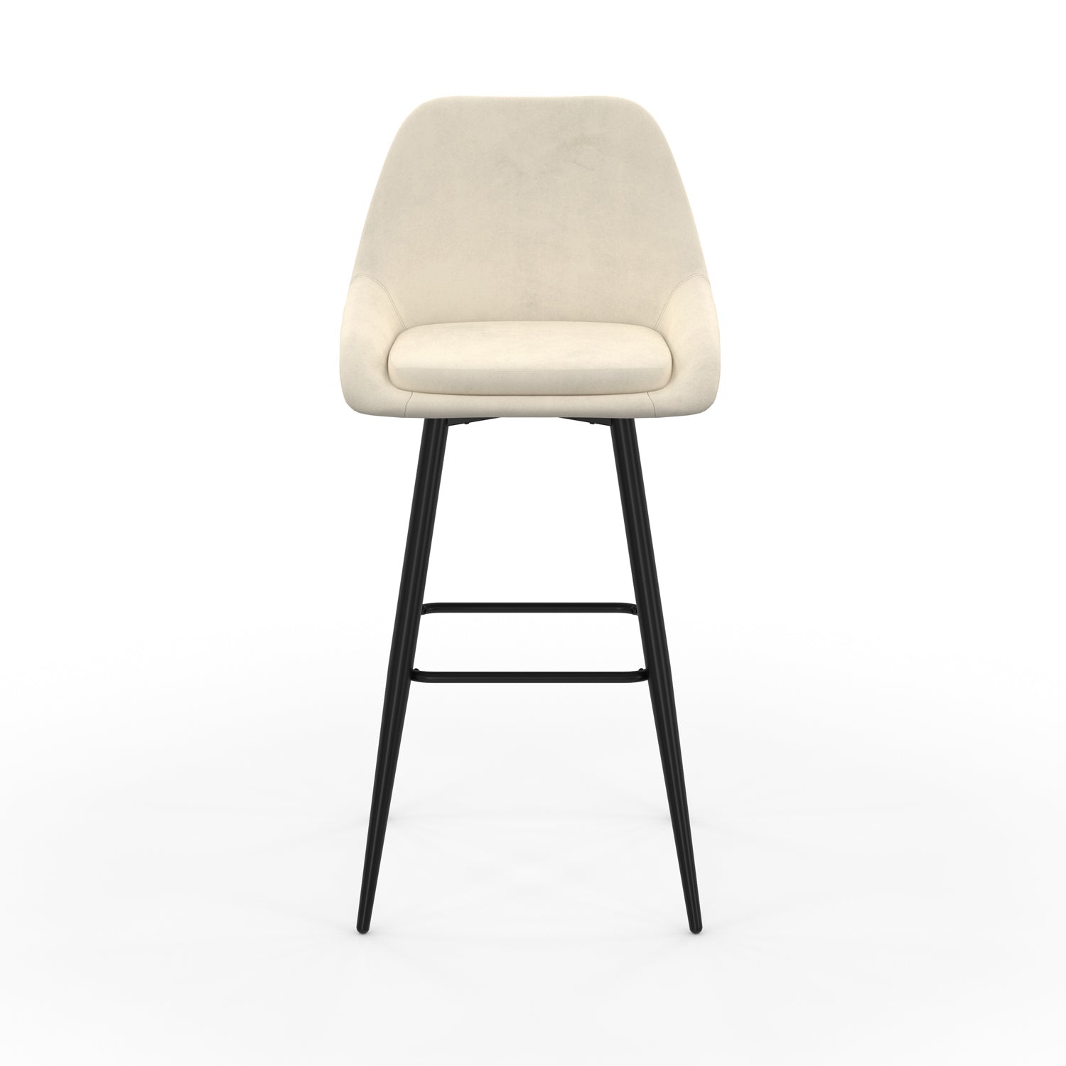 Tabourets de bar Olivia assise velours crème et pieds métal - lot de 2