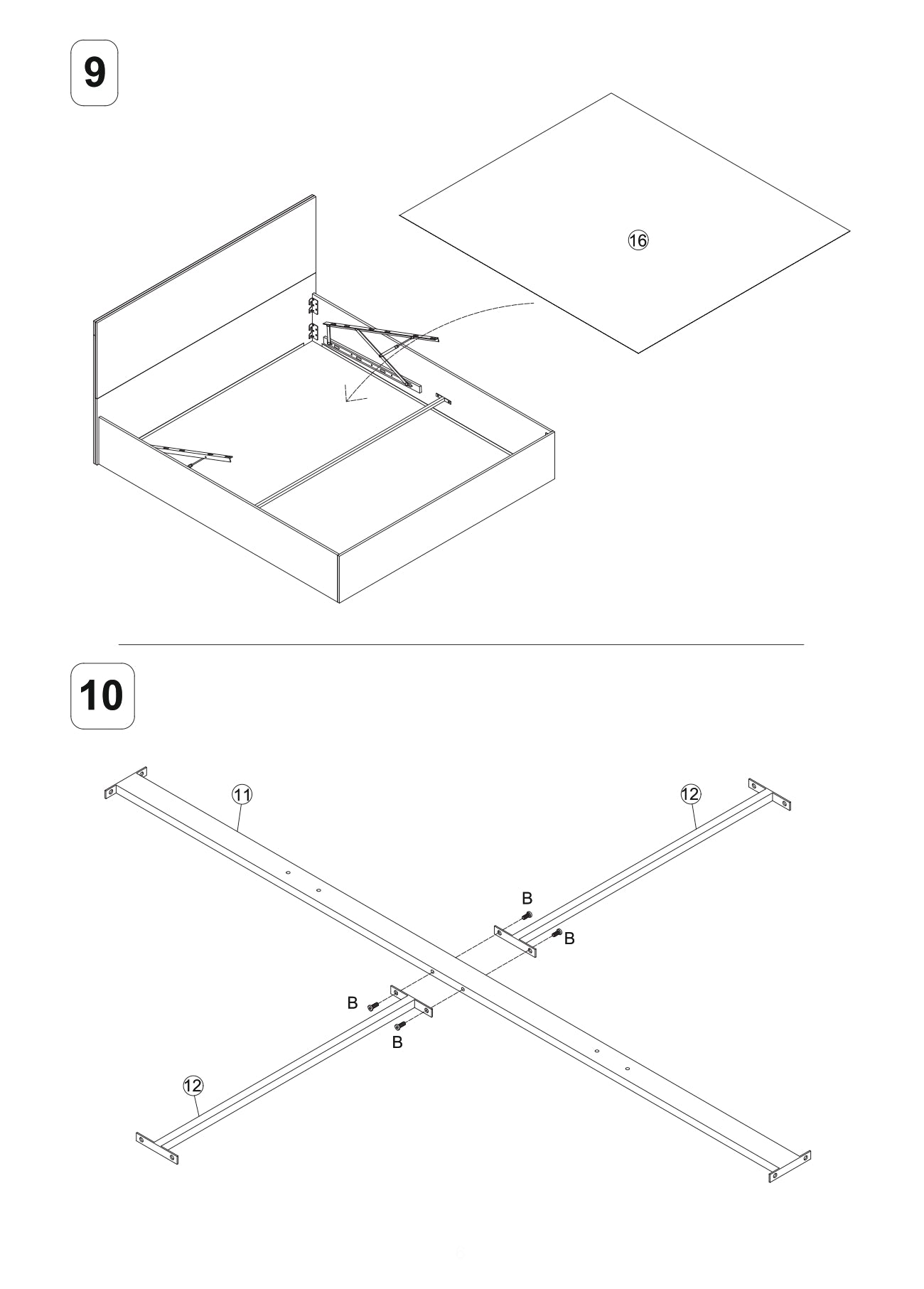 Lit coffre Sicilia avec sommier et tête de lit effet bois 160x200cm
