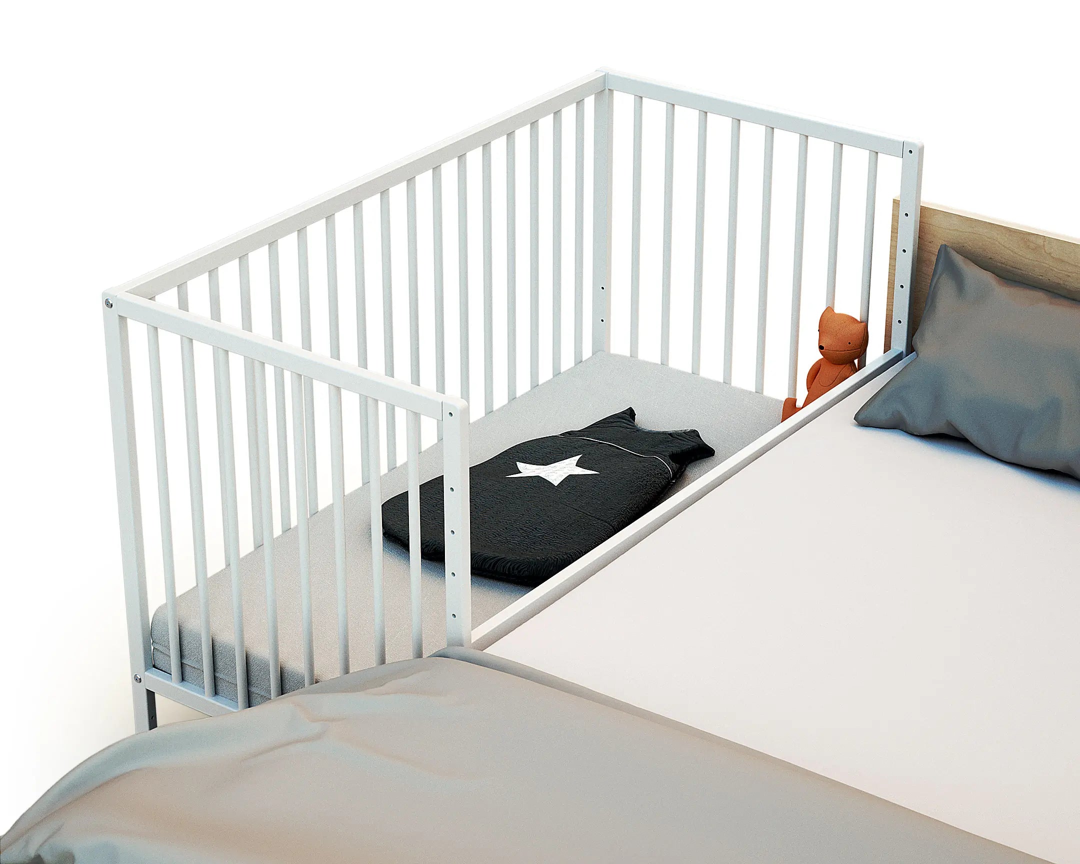 Lit bébé cododo en bois Blanc 60 x 120 cm
