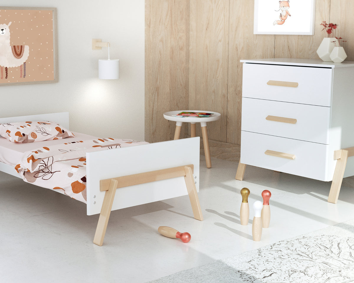 Grand Duo Lit et commode à Langer 3 Tiroirs En Bois Canaille