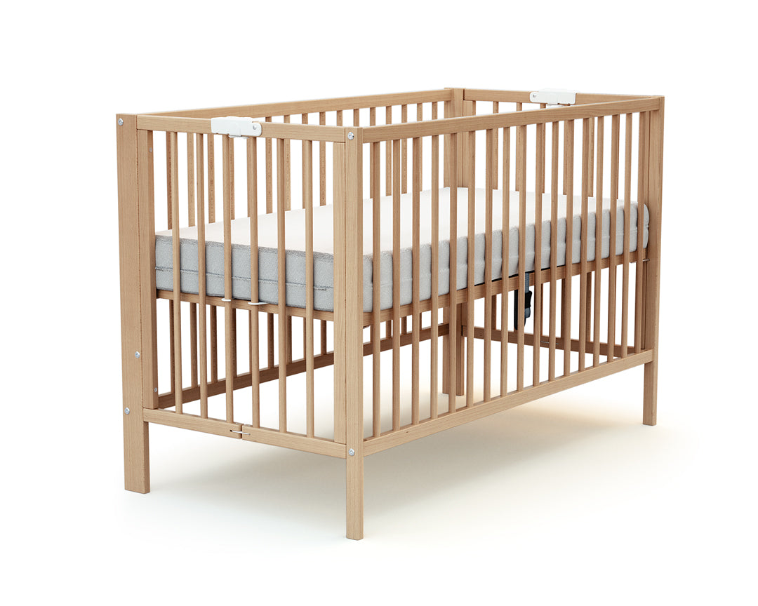 Lit bébé pliant en bois FOLDO Hêtre Verni 60 x 120 cm