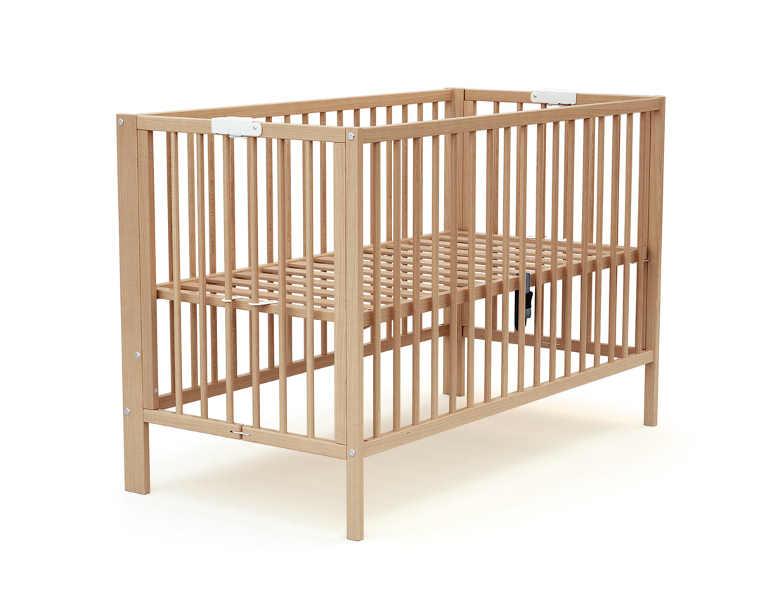 Lit bébé pliant en bois FOLDO Hêtre Verni 60 x 120 cm