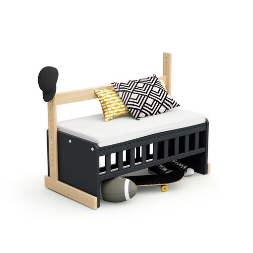 Berceau cododo évolutif bois Gris Graphite et Hêtre Verni 40 x 80 cm