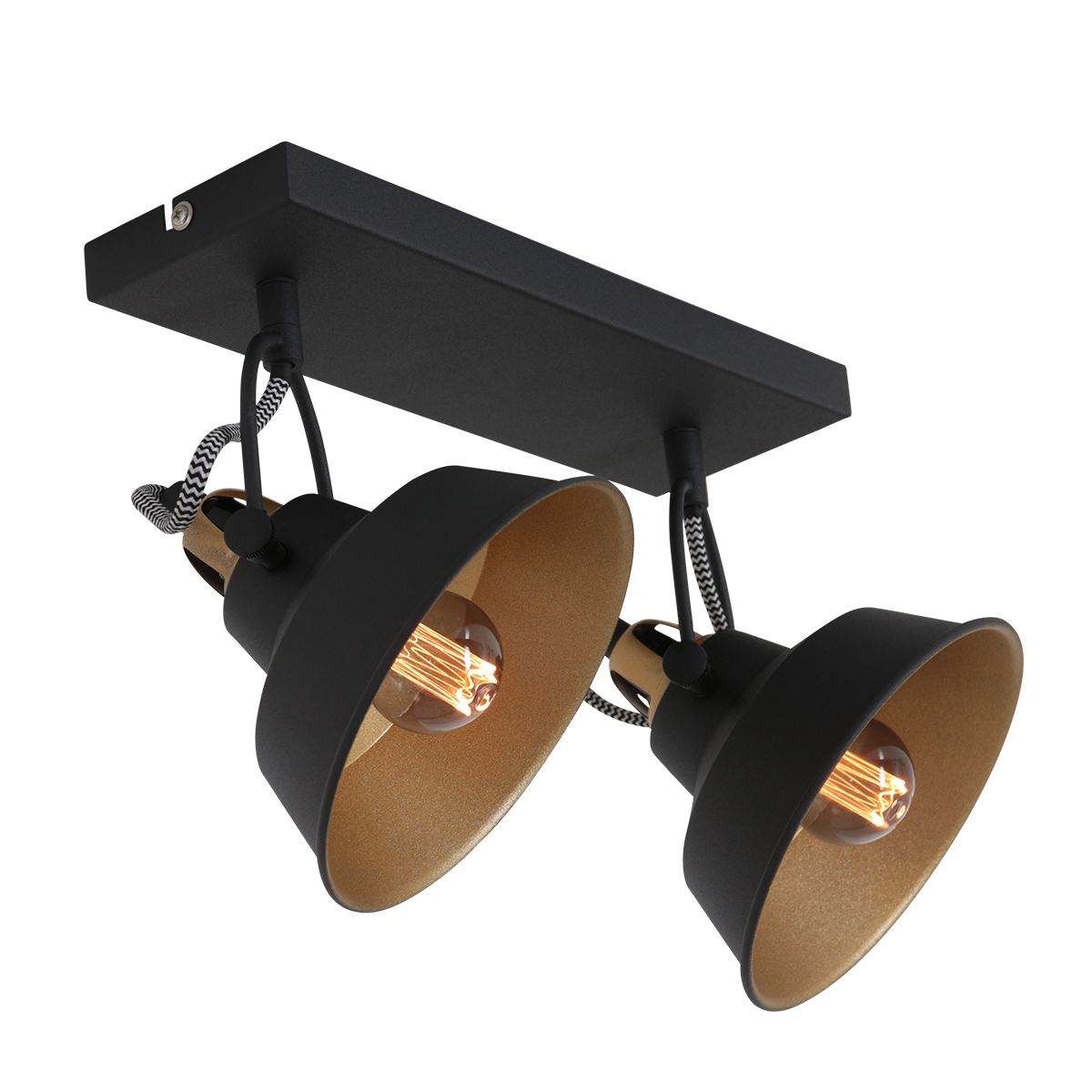 Lampe plafonnier noire & dorée - Nove