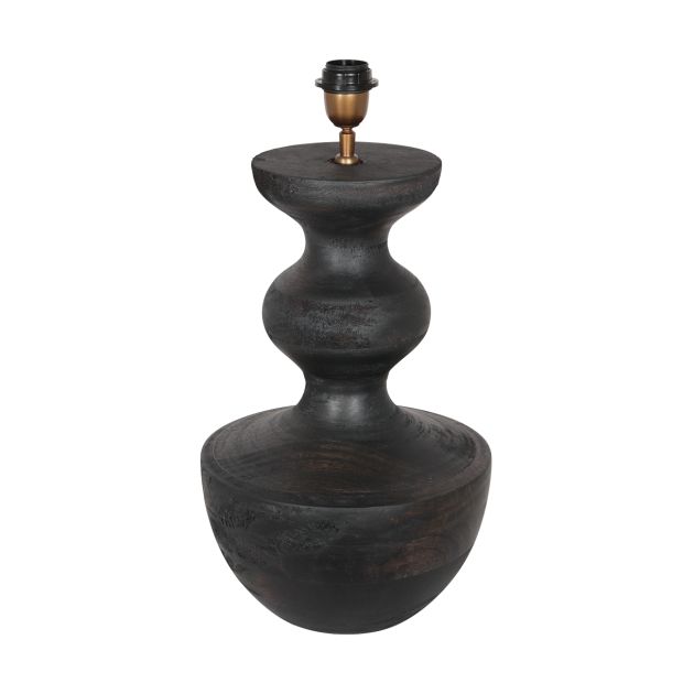 Lampe de table en bois noir avec abat-jour en velours vert