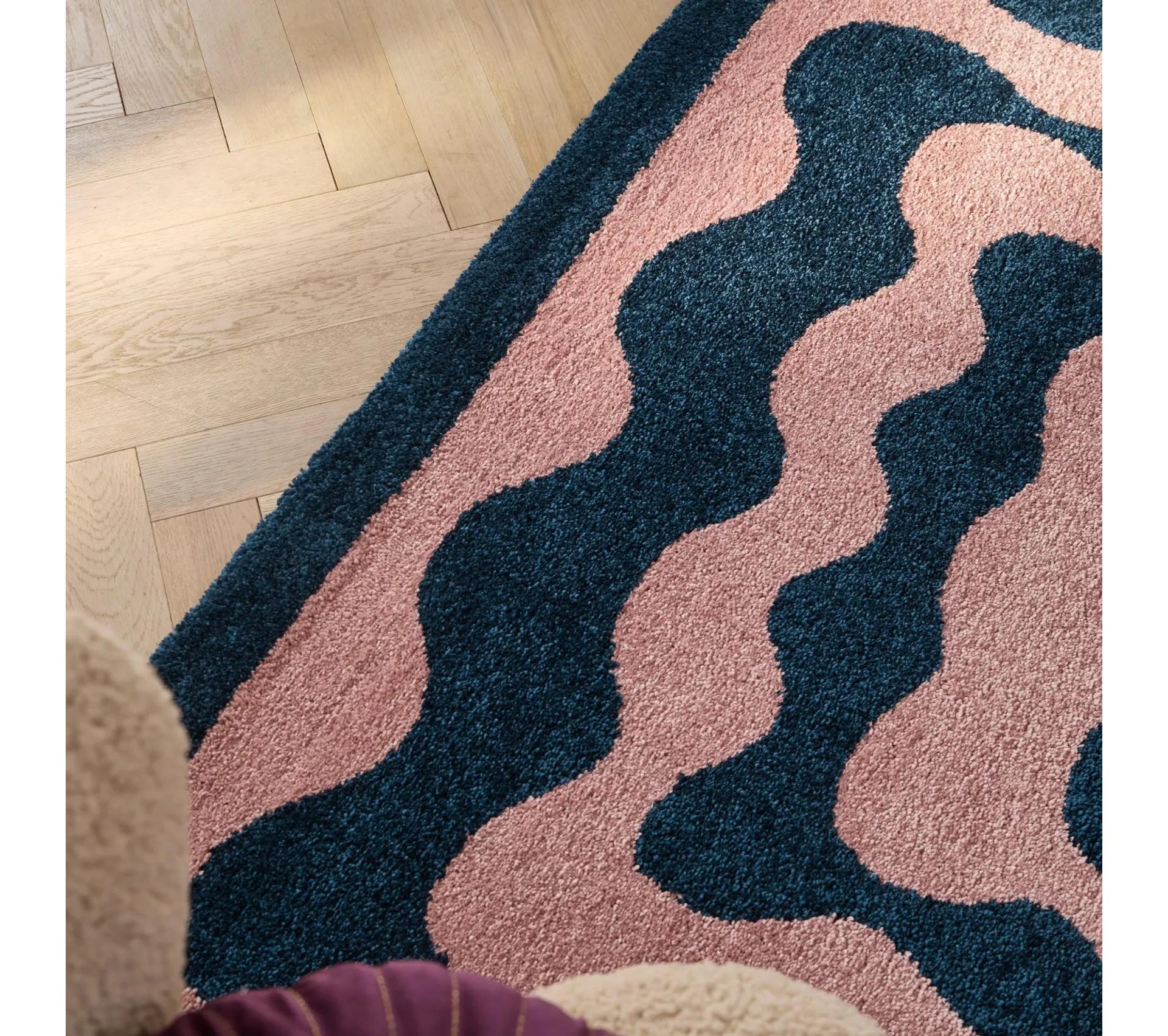 Tapis rétro années 70 - Groovy - Bleu