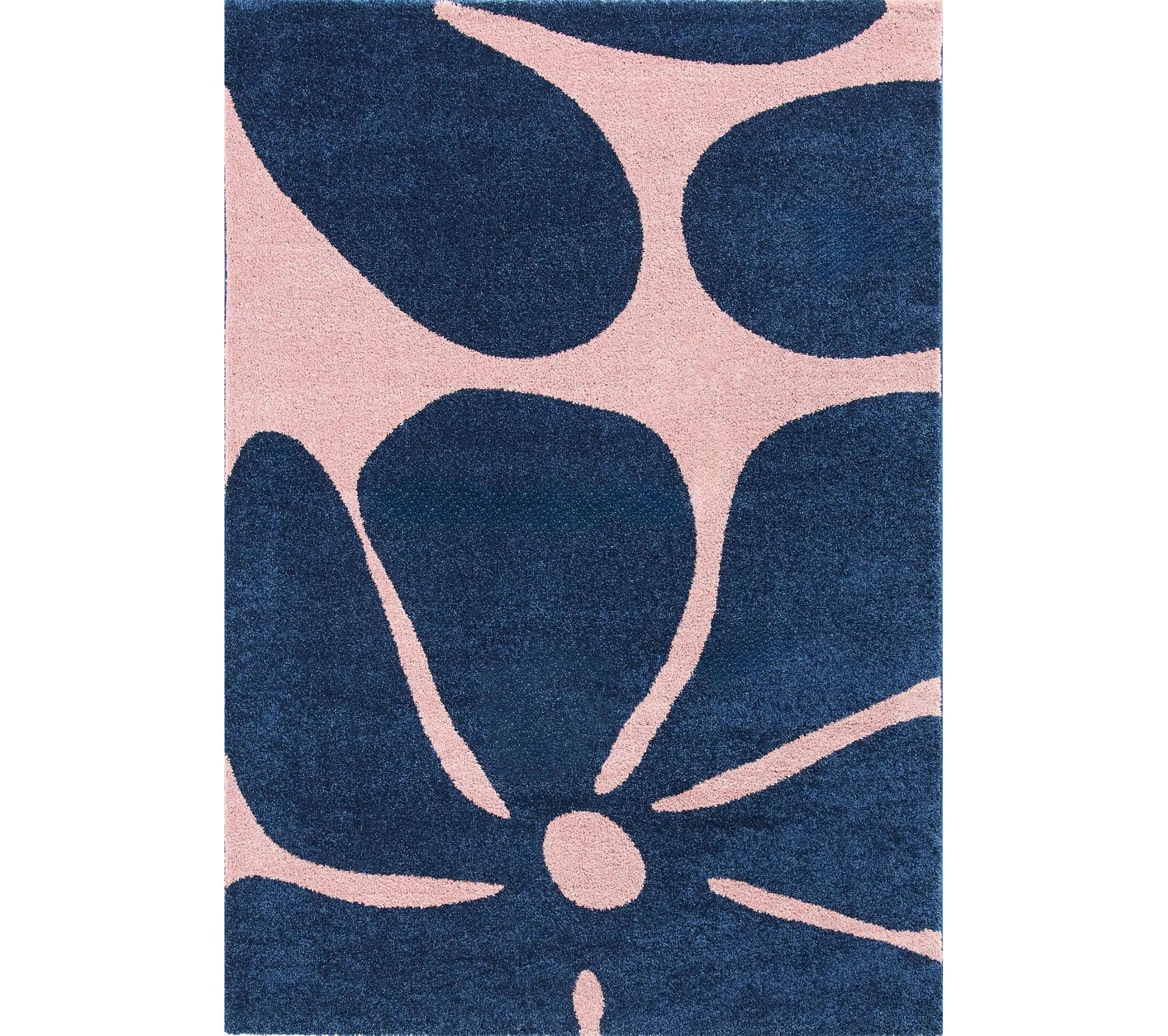 Tapis intérieur à poils longs - motifs fleurs - Groovy - Bleu