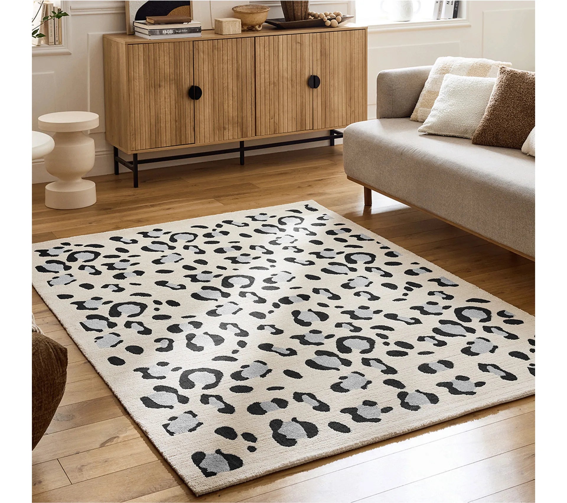 Tapis d'intérieur - Motif léopard - Leovah - Crème