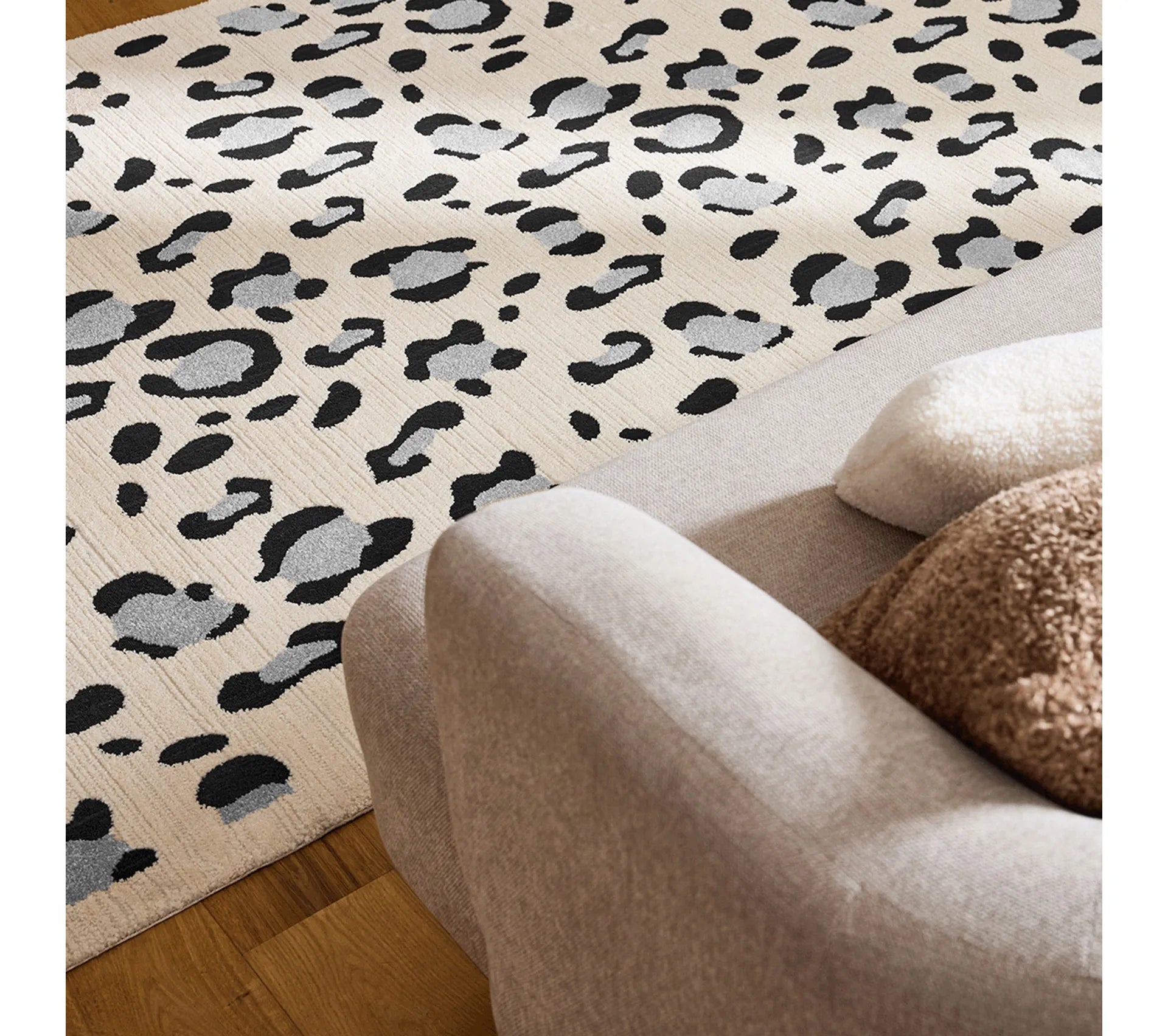Tapis d'intérieur - Motif léopard - Leovah - Crème
