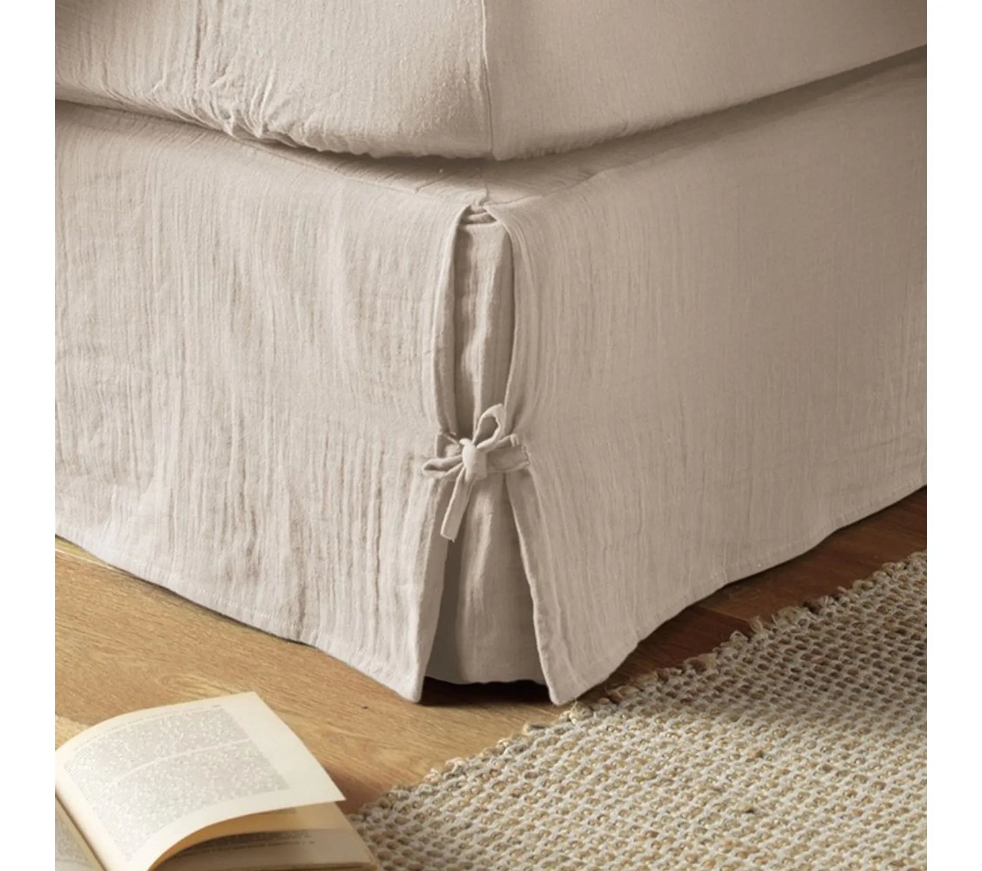 Cache sommier Gaze de coton Naturel