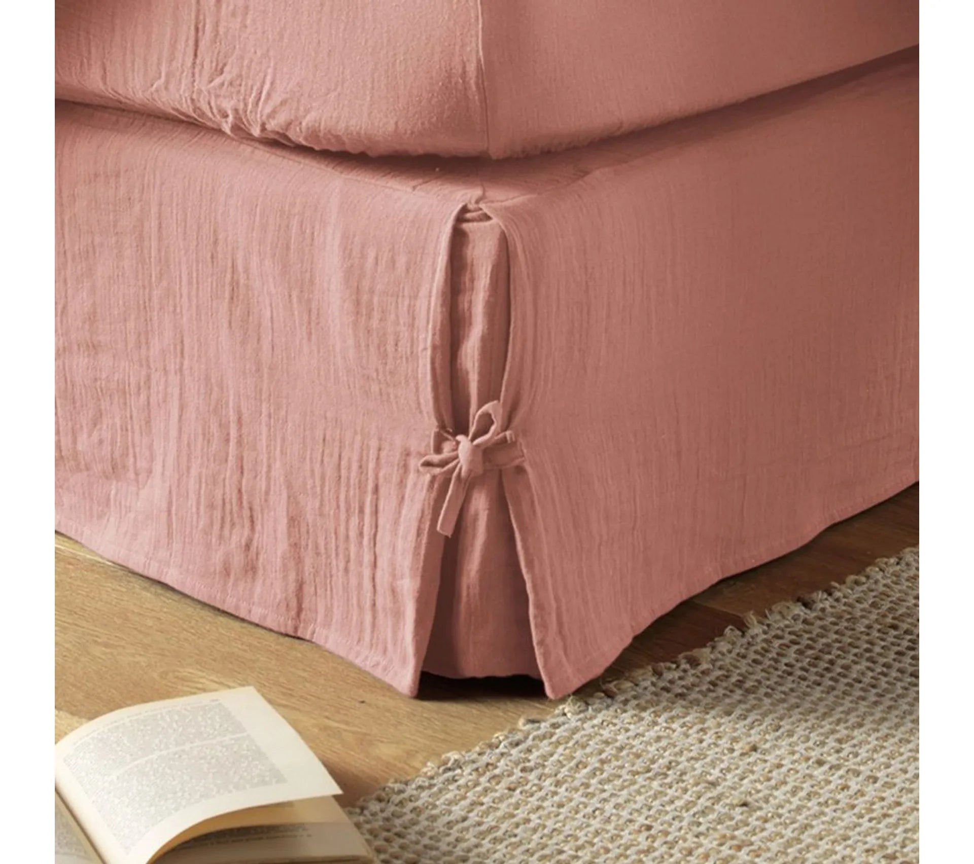 Cache sommier Gaze de coton Rose