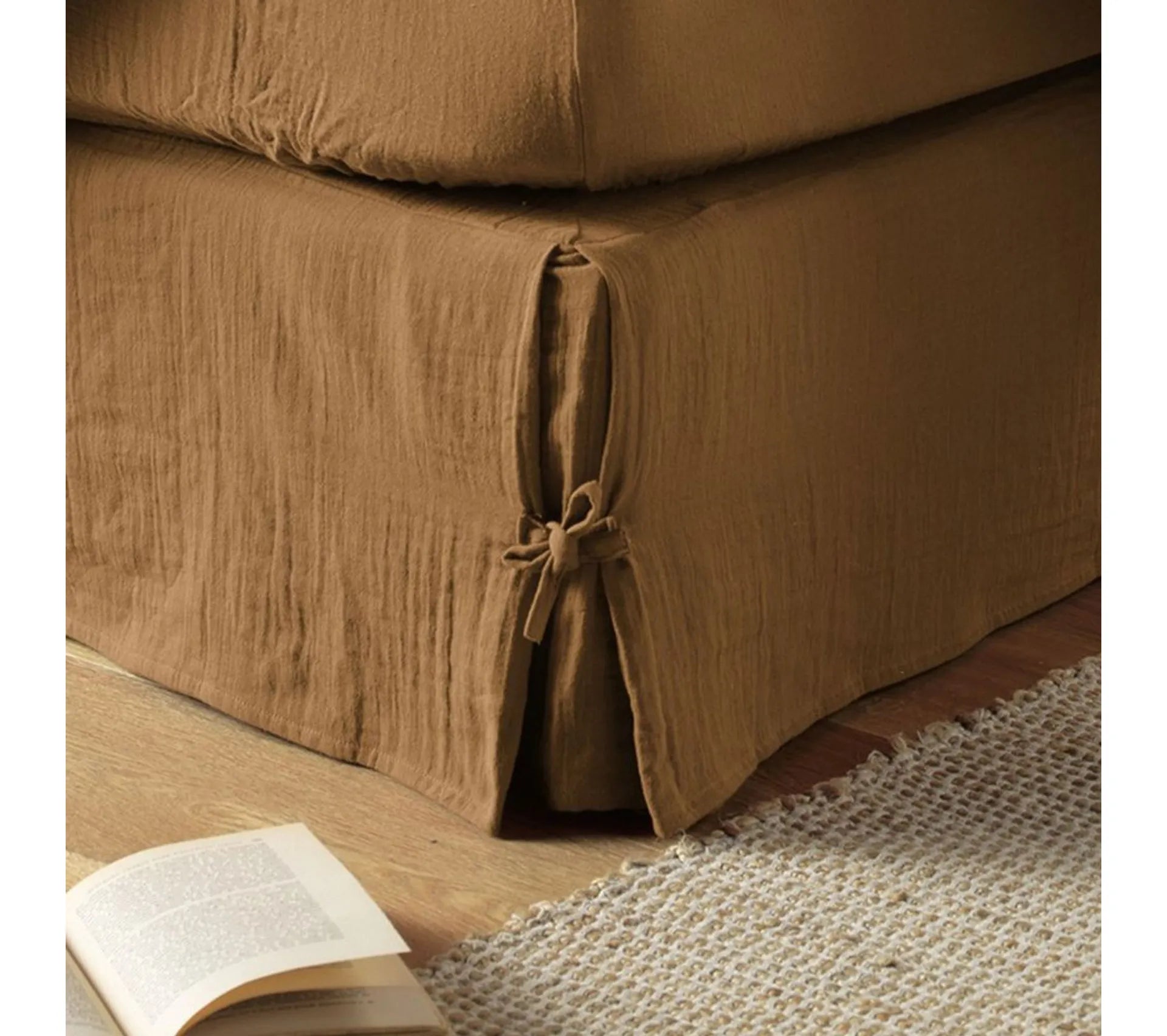 Cache sommier Gaze de coton Camel