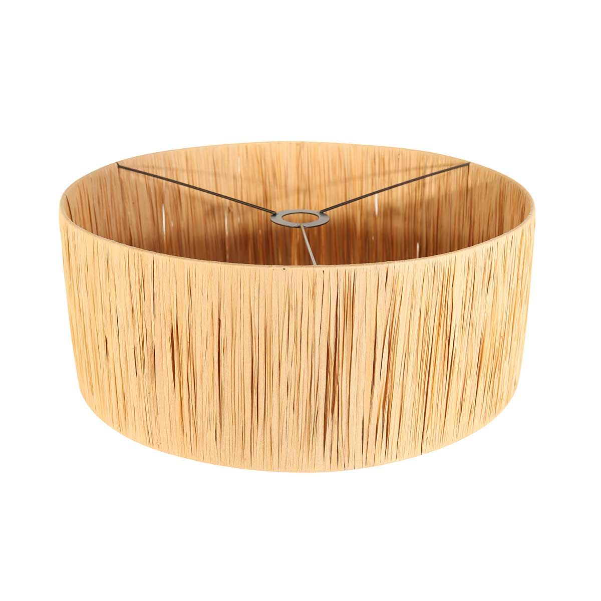 Lampe de table base en bois  avec abat-jour en osier beige/jaune