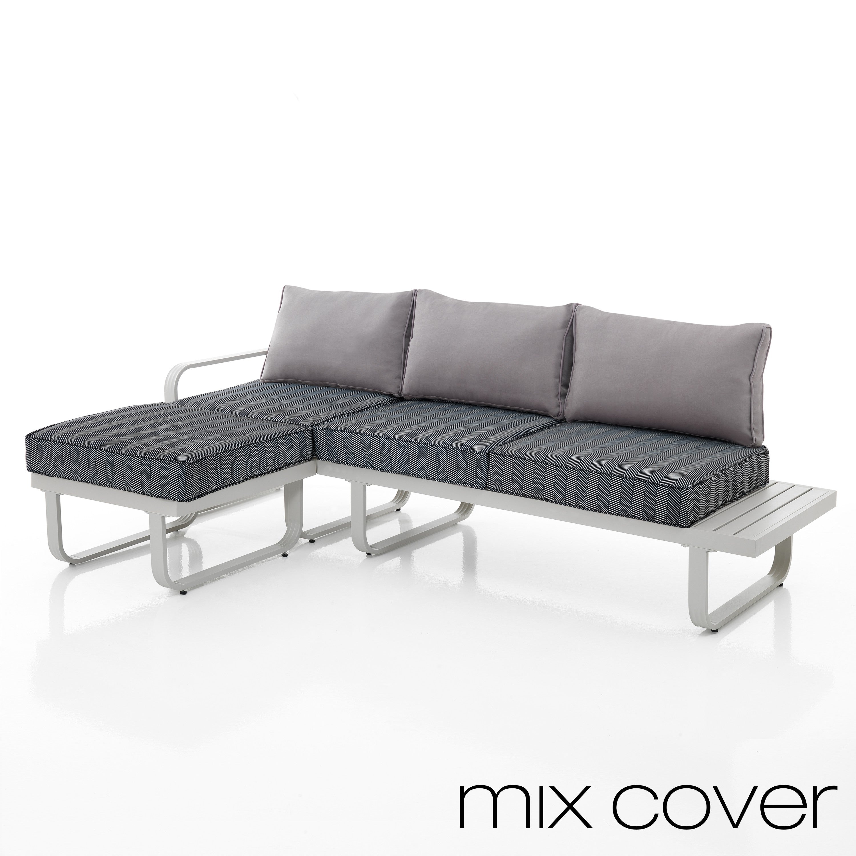 Canapé 3 places avec pouf d'extérieur