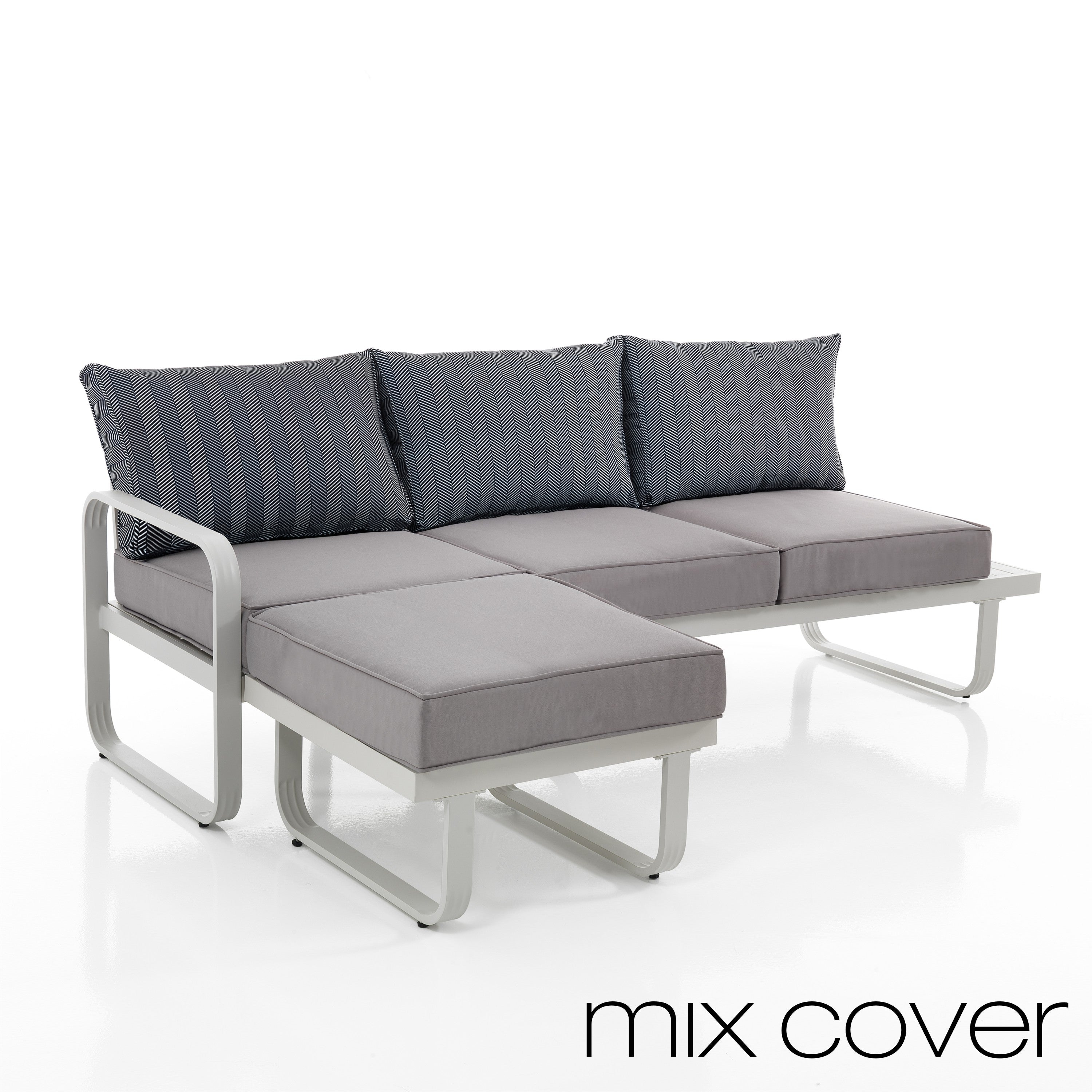 Canapé 3 places avec pouf d'extérieur