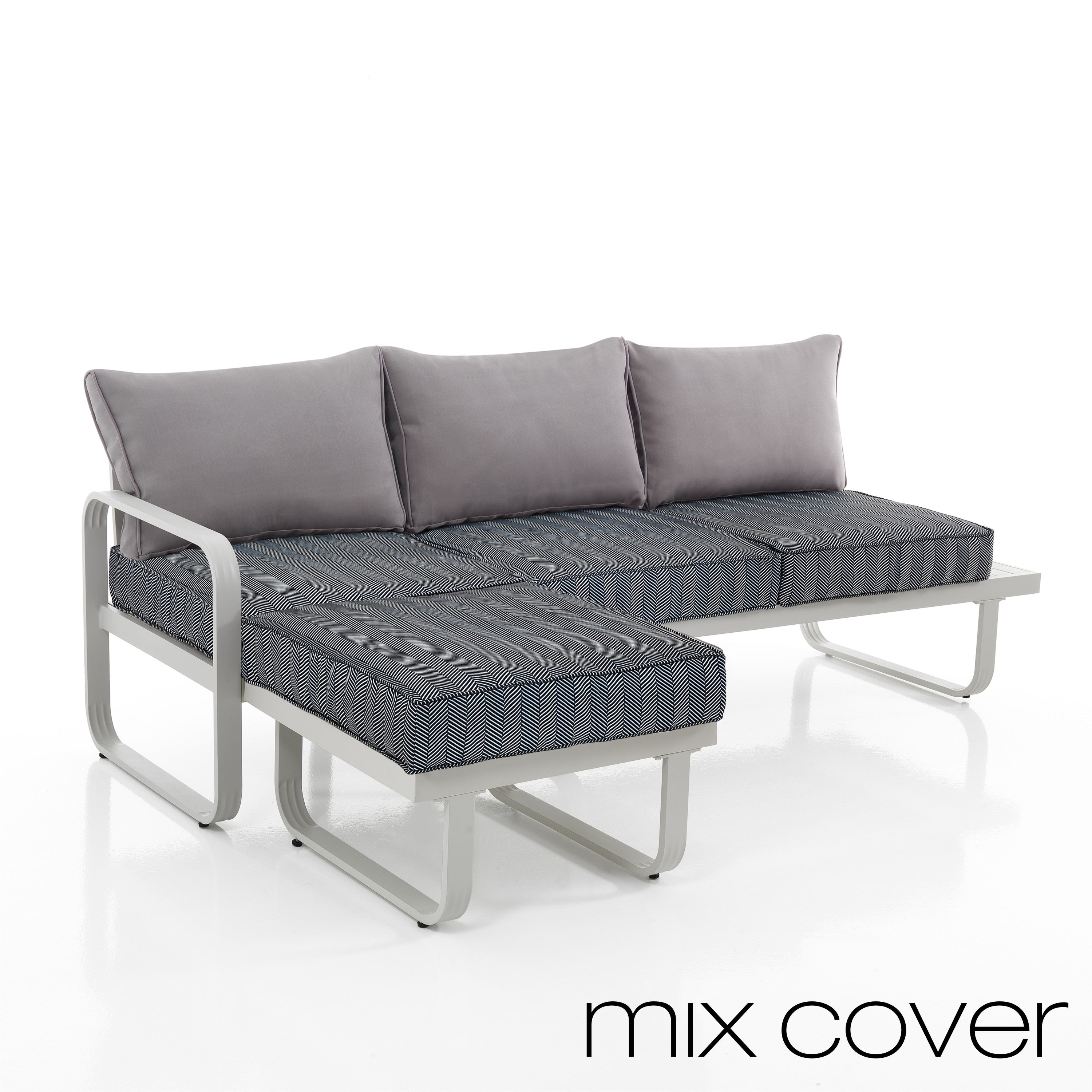 Canapé 3 places avec pouf d'extérieur