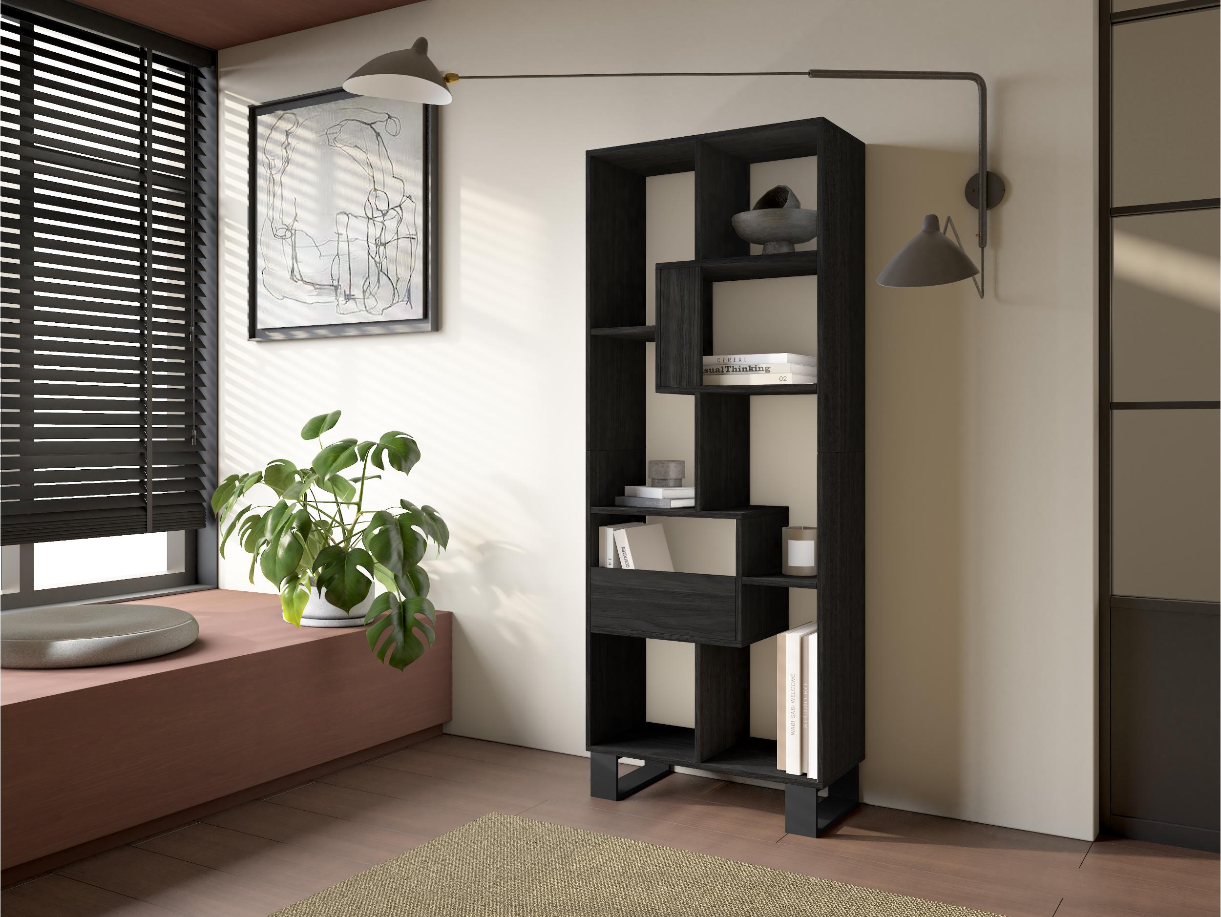 Étagère bibliothèque 174x67x31cm, horizontal ou vertical  Design industriel  Noir