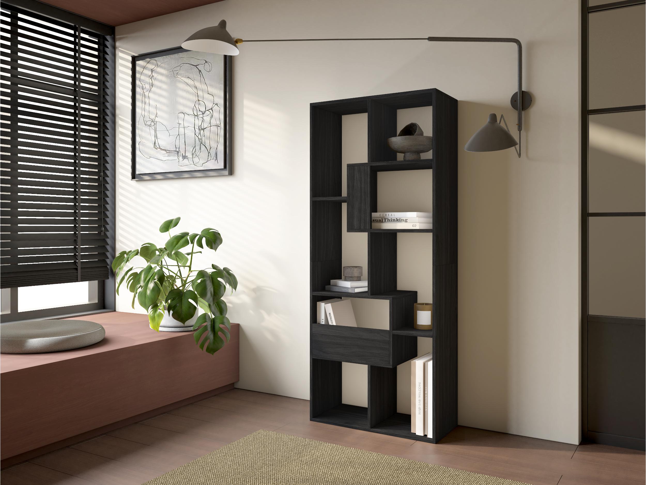 Étagère bibliothèque 162x67x31cm, horizontal ou vertical noir