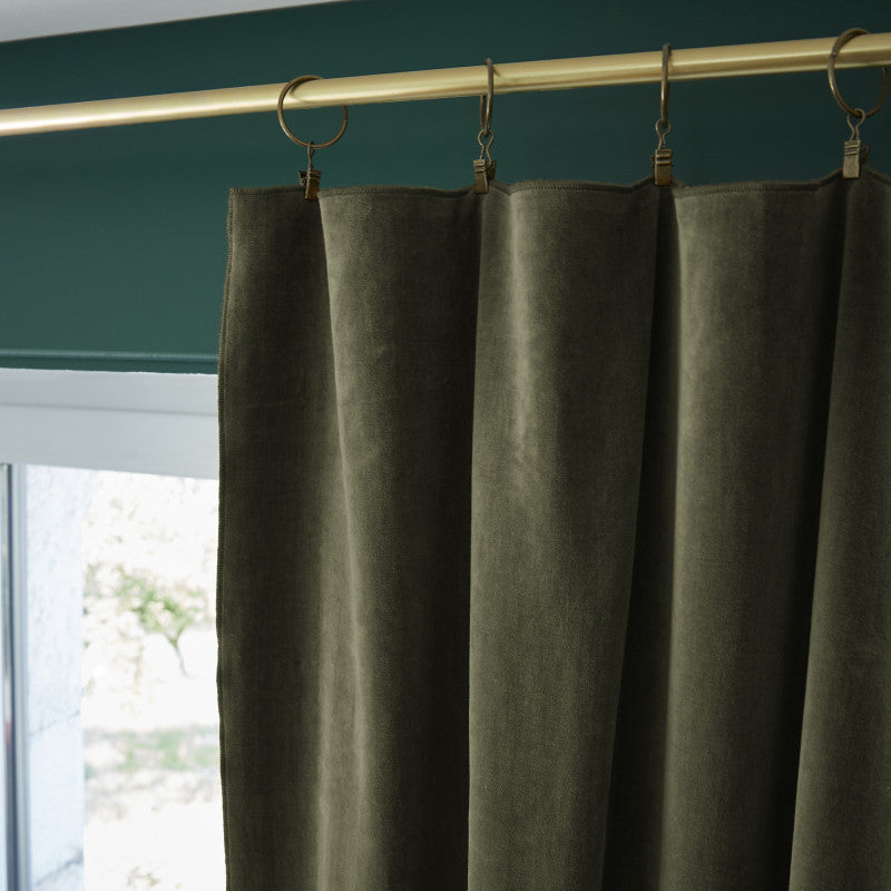 Rideau ajustable + 8 anneaux pince  140 x 270 cm Velours de coton CÉSAR Thym