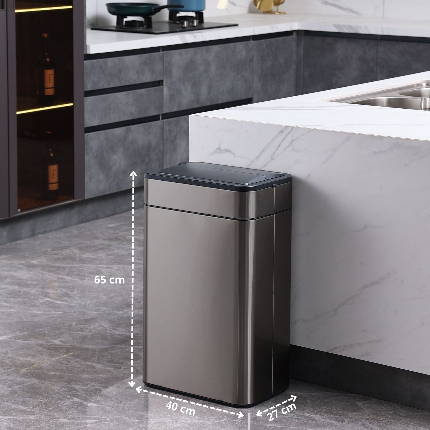 Poubelle Smart Sensor 60l Gris Carbone