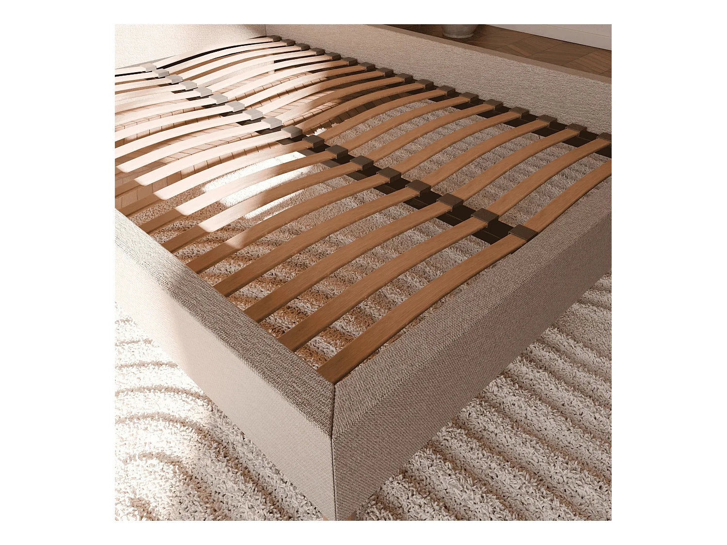 Ensemble lit + tête de lit - Beige - Collection Léa