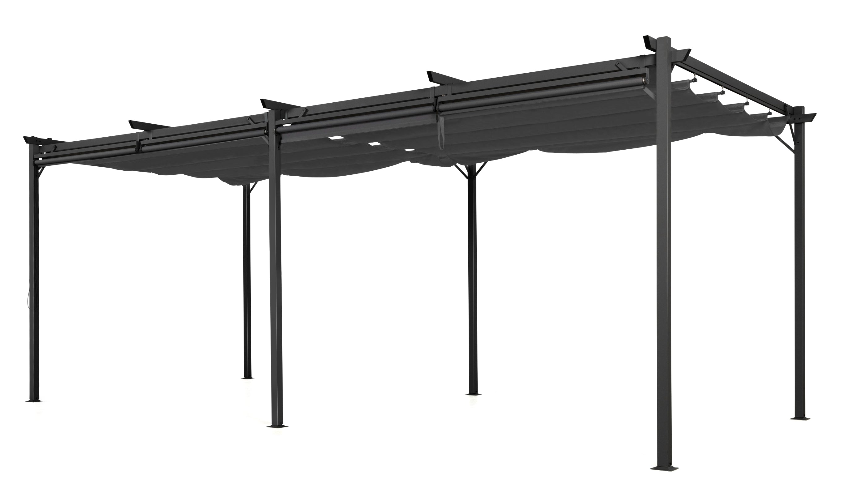 Pergola Marina 3x6m toit rétractable avec 6 stores intégrés gris