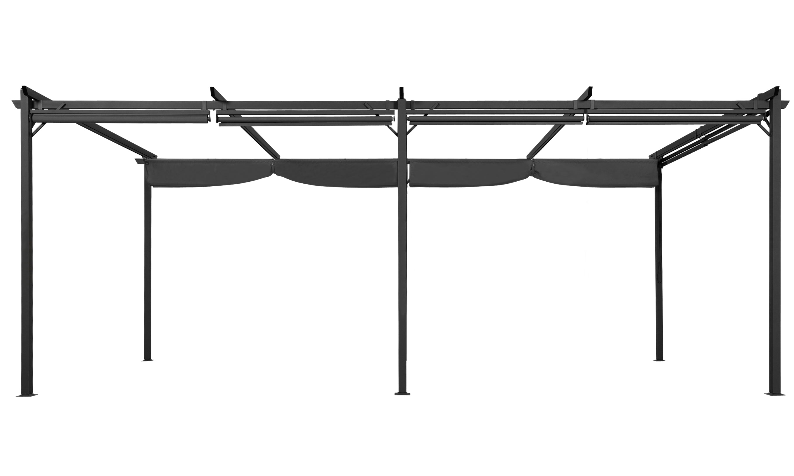 Pergola Marina 3x6m toit rétractable avec 6 stores intégrés gris