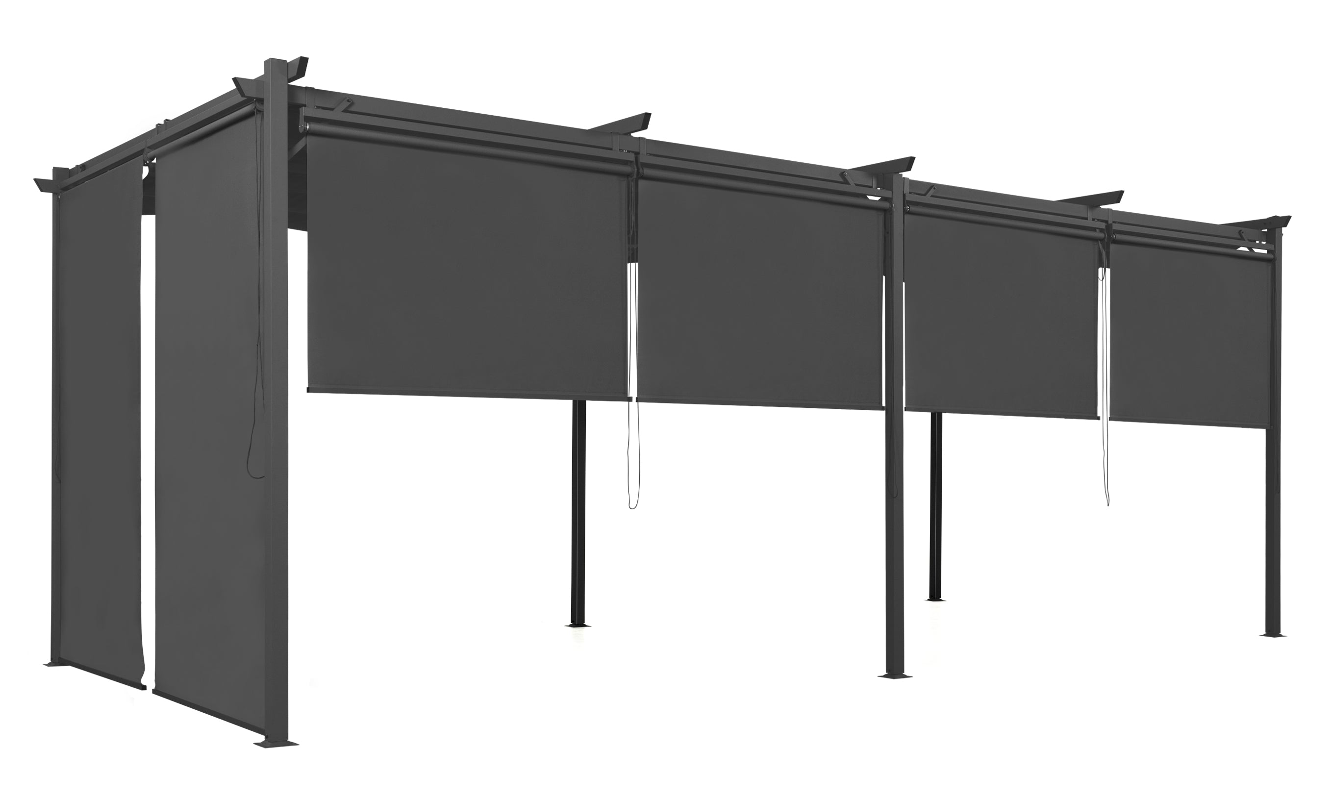 Pergola Marina 3x6m toit rétractable avec 6 stores intégrés gris