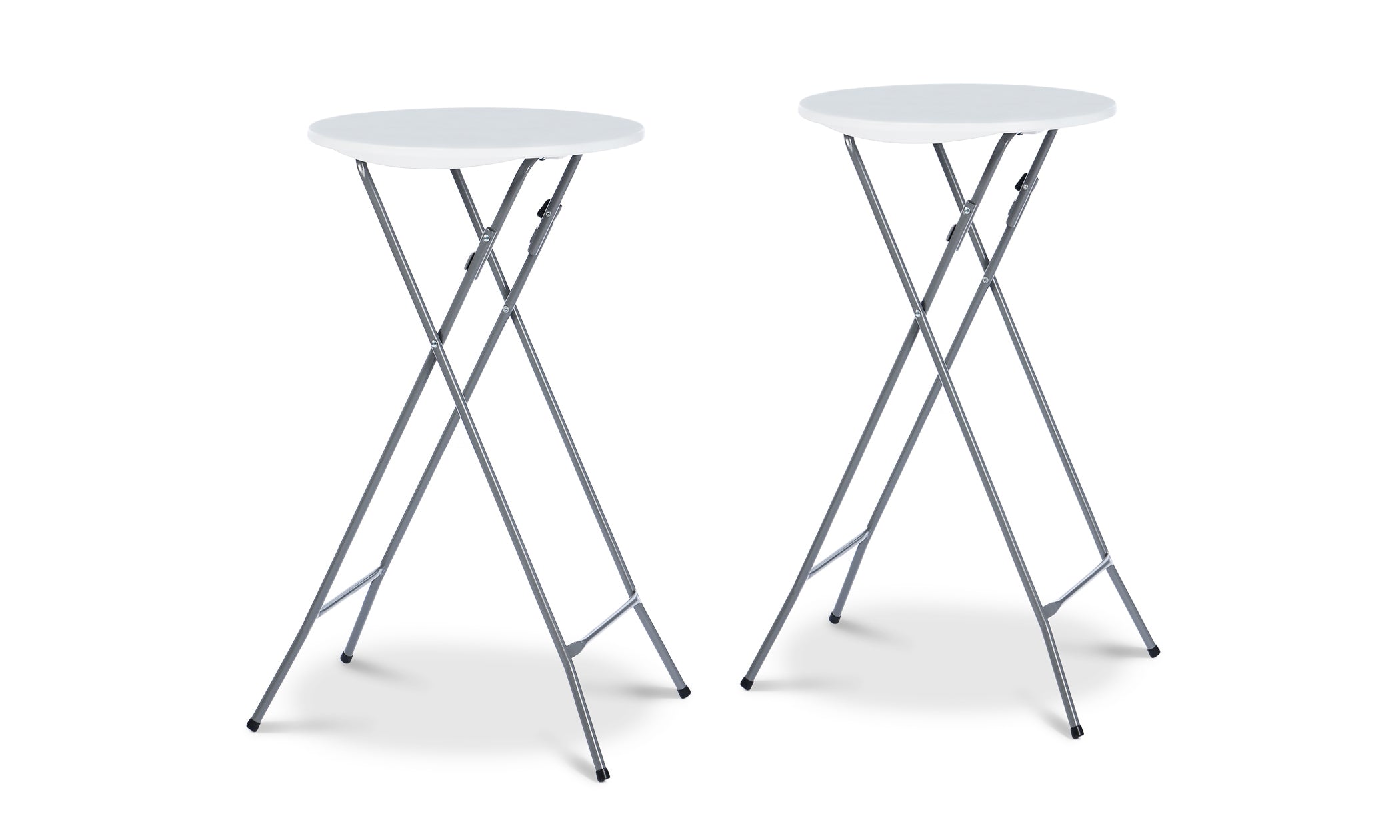 Tables hautes de réception pliantes 105cm + housses blanches - lot de 2