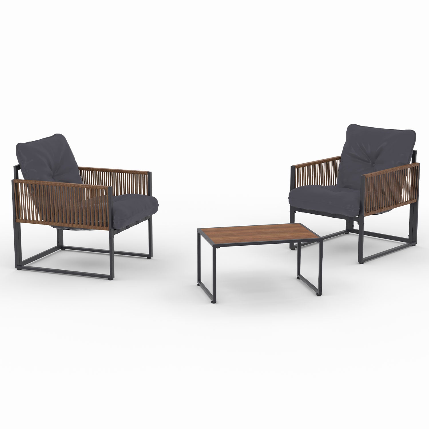 Salon de jardin Ozéa 2 places en métal gris et cordage