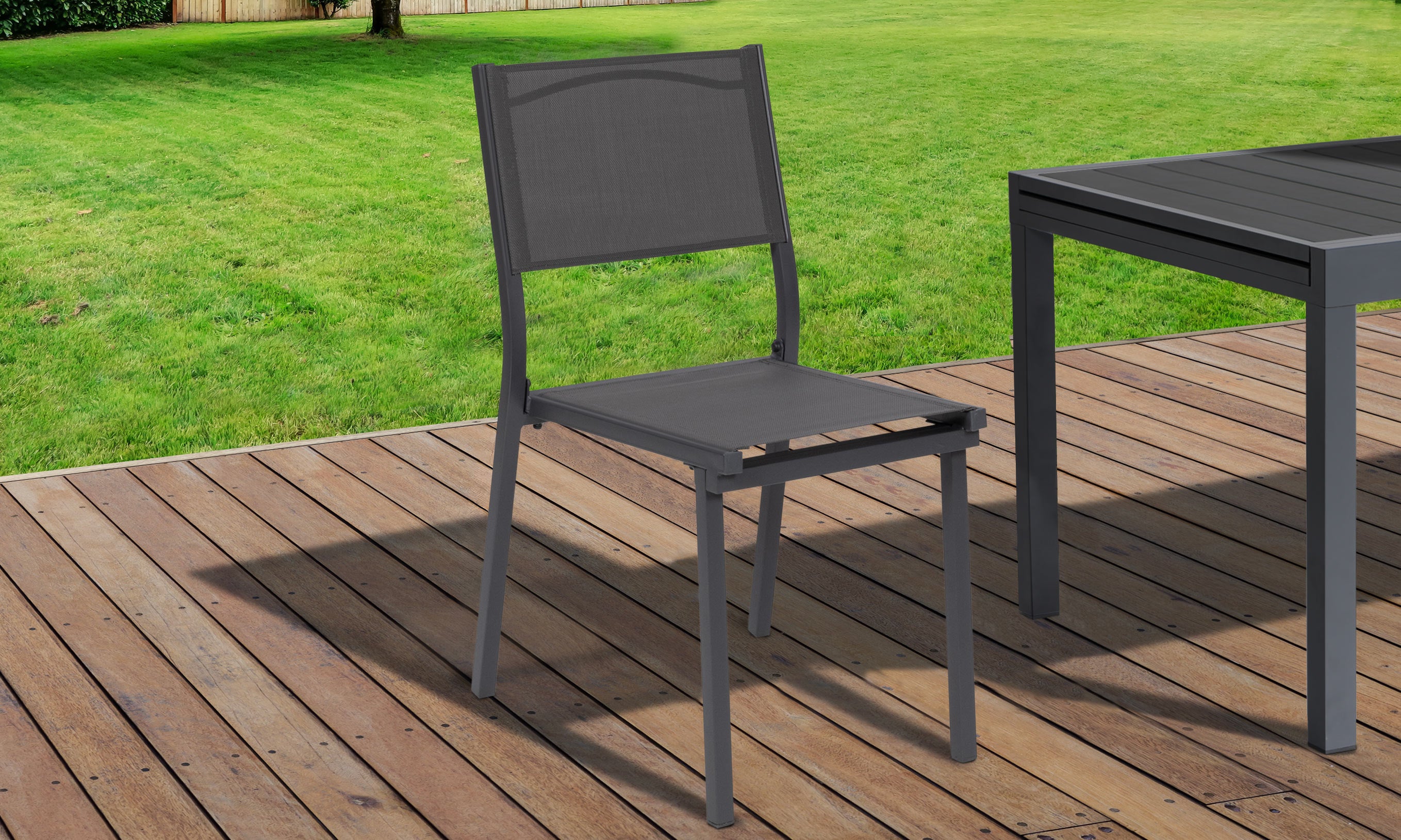 Chaises de jardin empilables en textilène grises - lot de 6