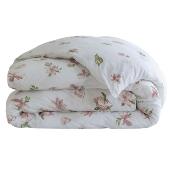 Housse de couette - 240x260cm  - motif floral - blanc à fleur rose