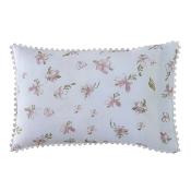 Taie oreiller - 50x75cm - motif floral - blanc à fleur rose