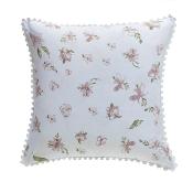 Taie oreiller - 50x75cm - motif floral - blanc à fleur rose