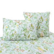 Housse de couette - 240x260cm - tissu percale -  fleurs vertes