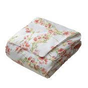 Housse de couette - 140x200cm  - tissu percale blanc - fleurs rouges