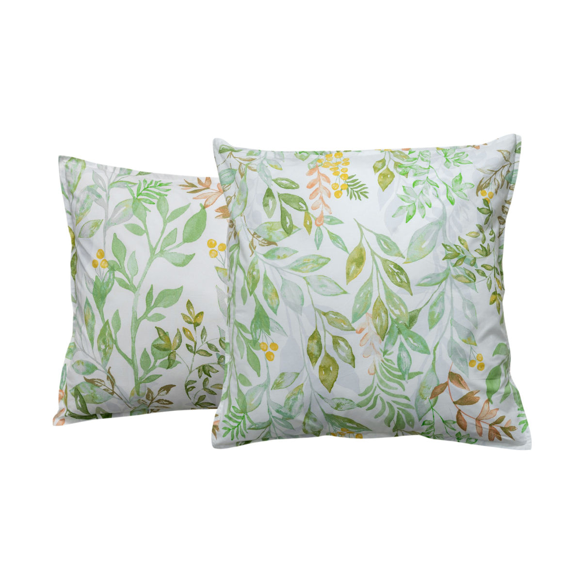 Taie de traversin - 86x185cm - tissu percale -  fleurs vertes