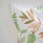 Taie de traversin - 86x185cm - tissu percale -  fleurs vertes