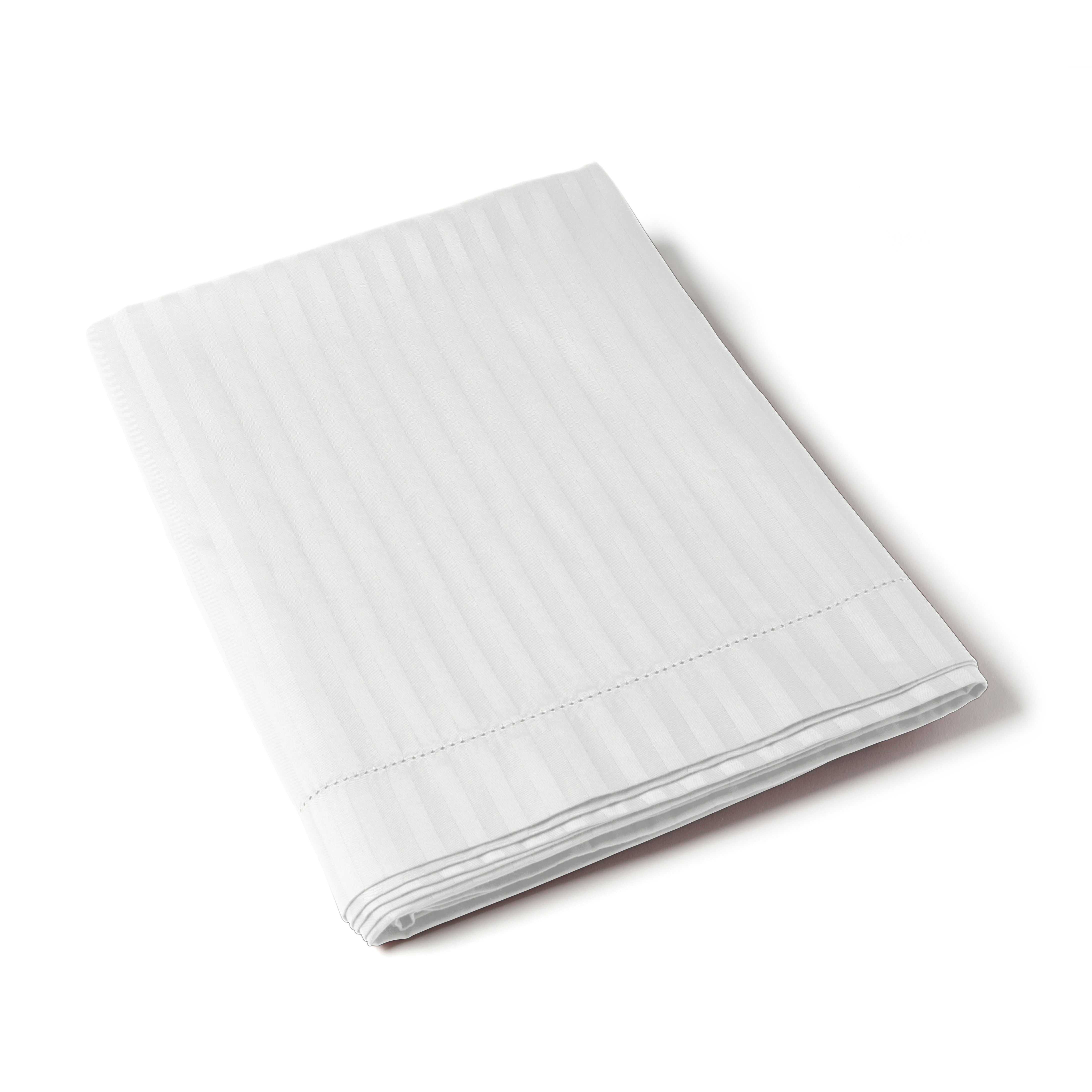 Drap plat - 240x300cm - satin de coton - jour venise  - blanc