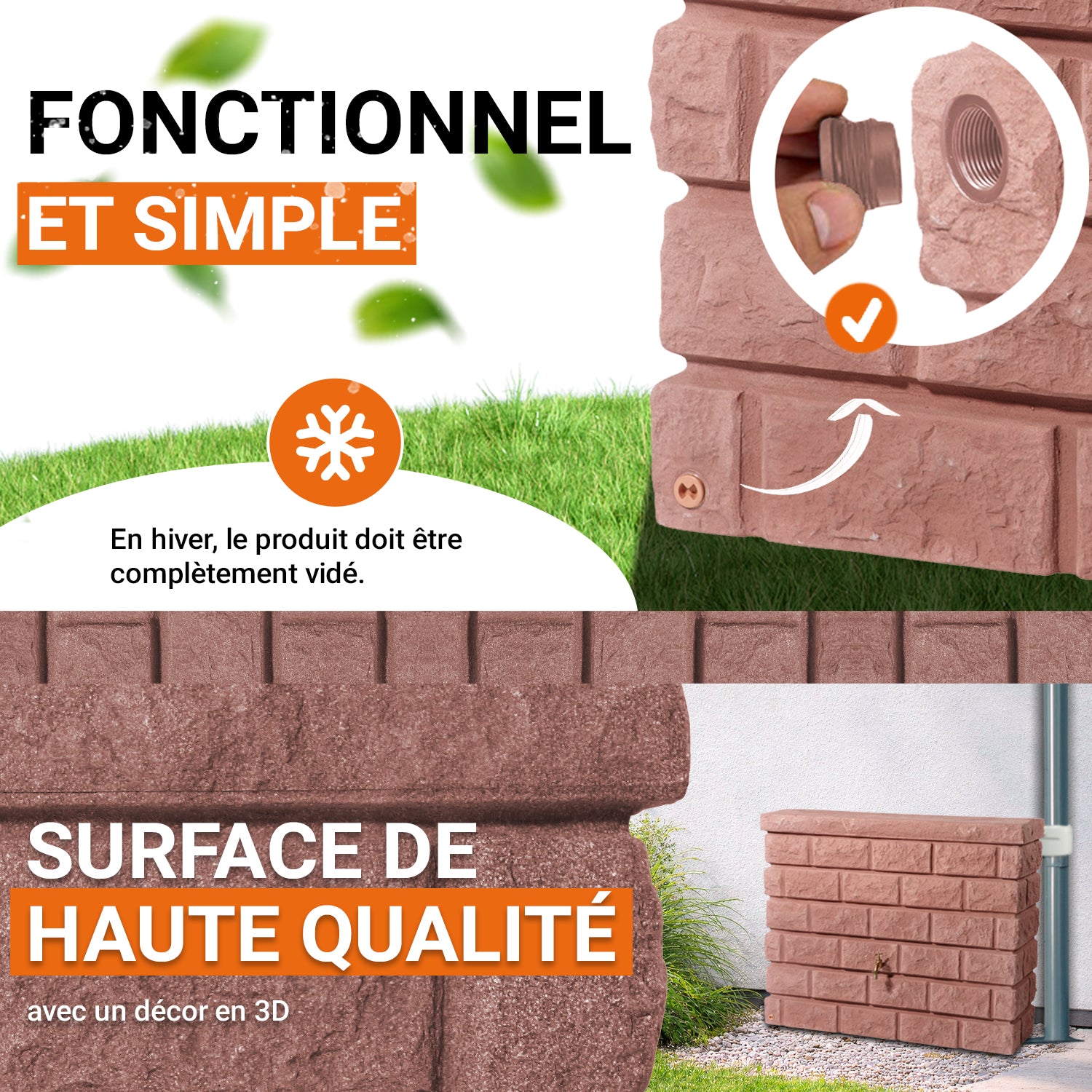 Réservoir mural Rocky 400 L, redstone