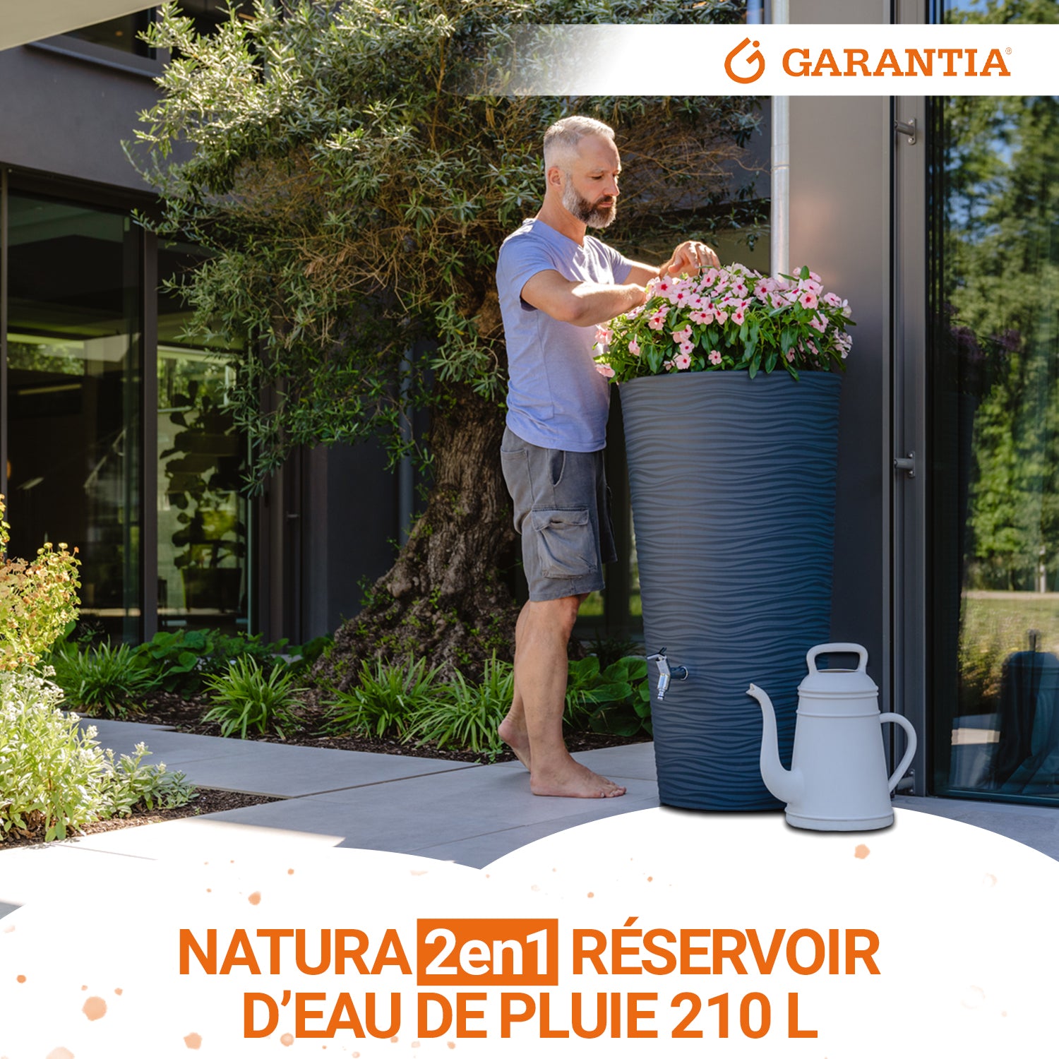 Natura Réservoir 210 L, graphite avec bac à plantes