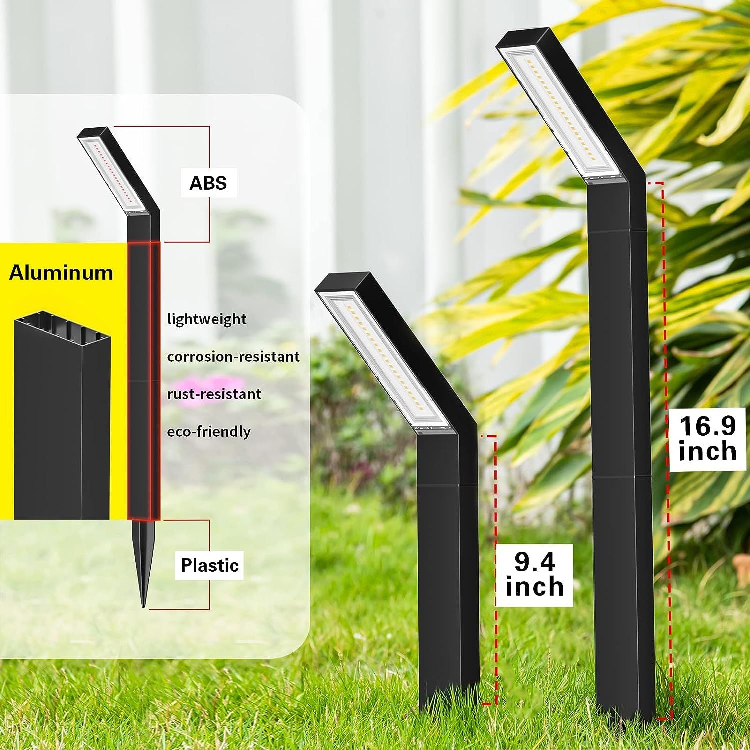 FlinQ Yora Solar Garden Lighting - Lampes solaires de jardin - Lampe d'extérieur - Aluminium - Paquet de 2 - Zwart