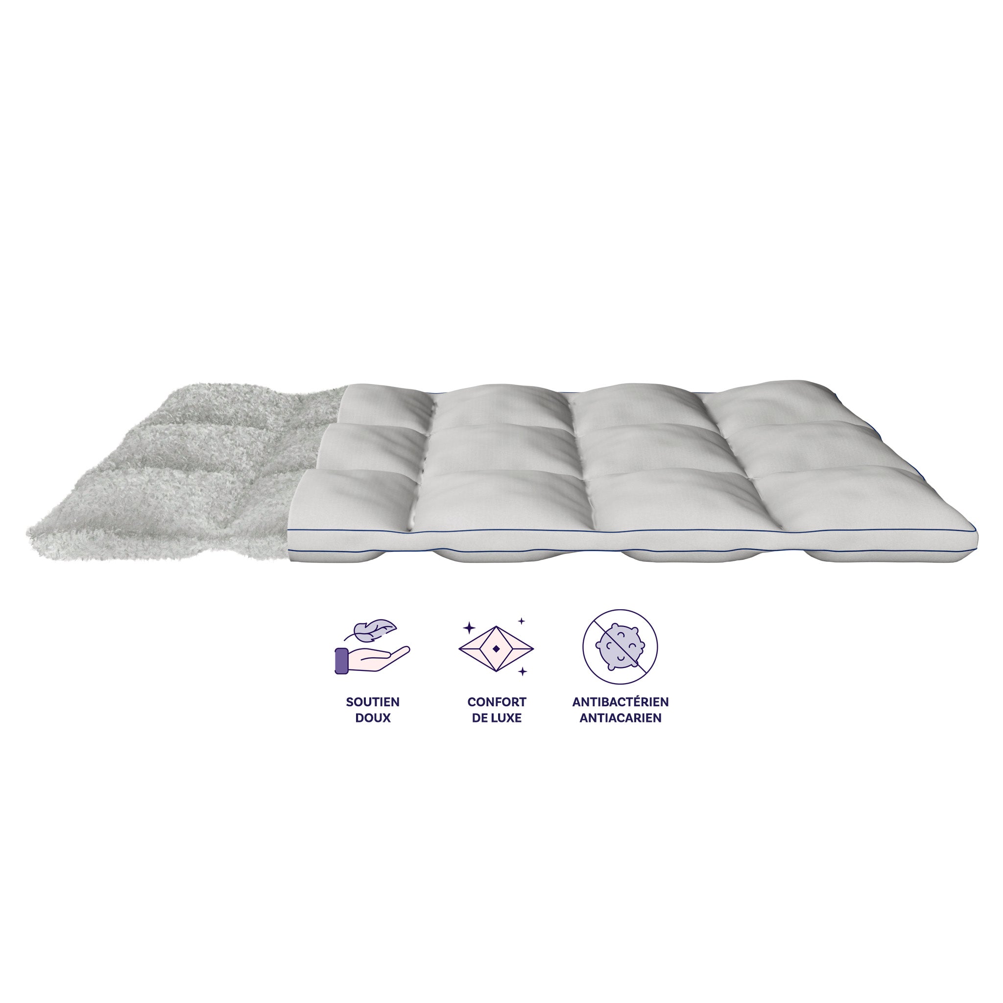 Surmatelas Premium Cloud - Epaisseur 3cm - Fibre Polyester et Tissu Respirant - Extrêmement moelleux