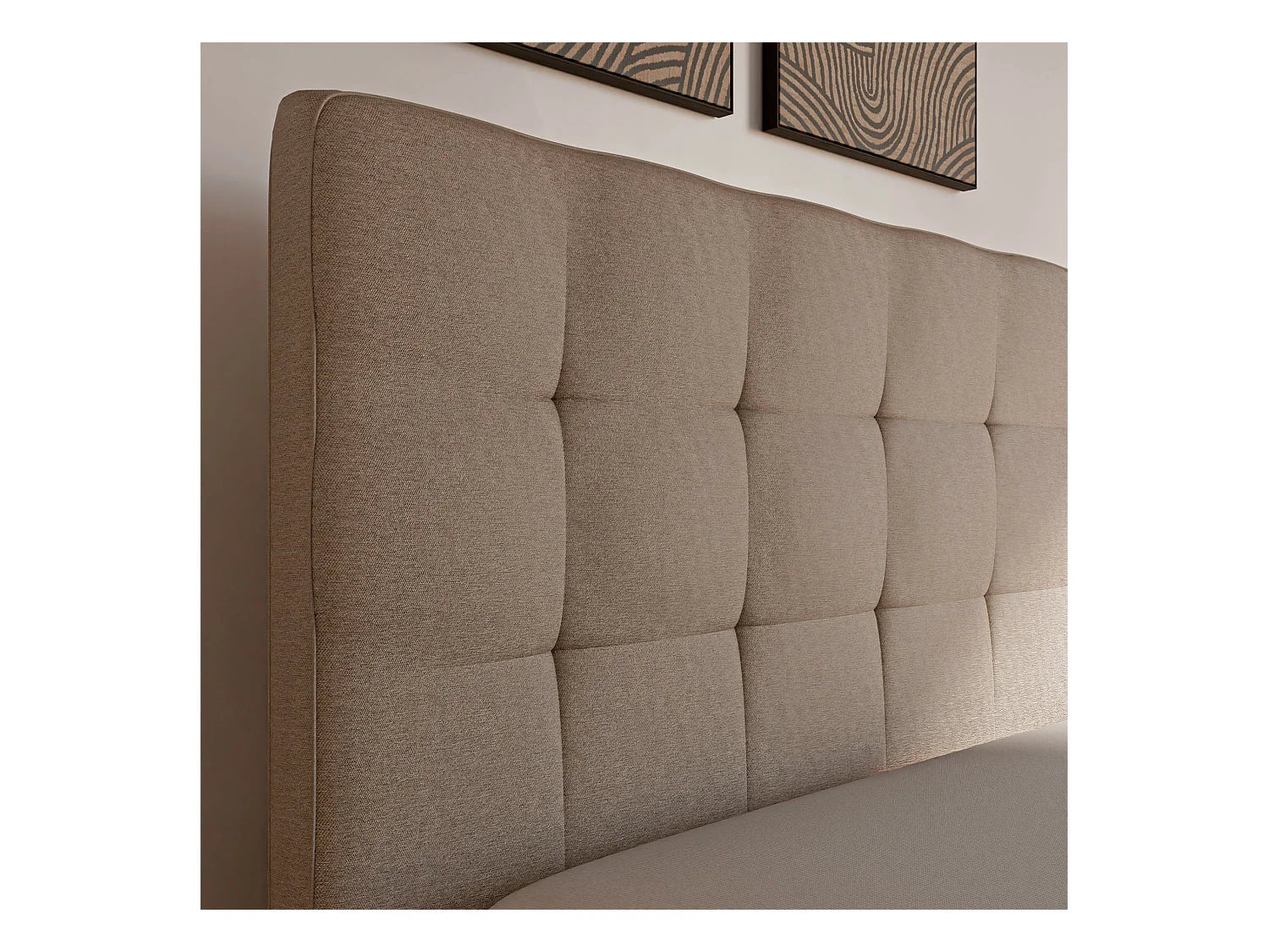 Ensemble lit + tête de lit - Beige - Collection Léa