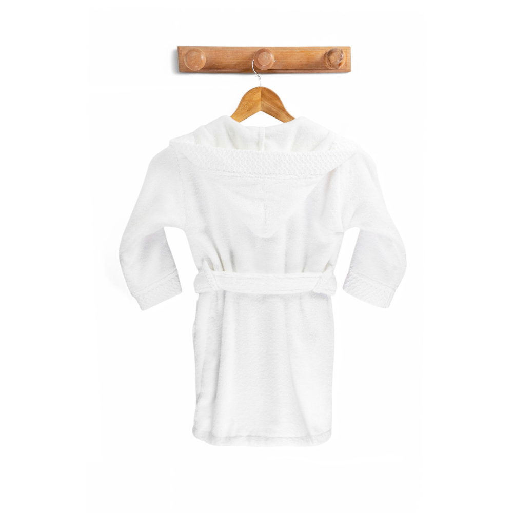 Peignoir de bain enfant uni - 8/10 ans - blanc