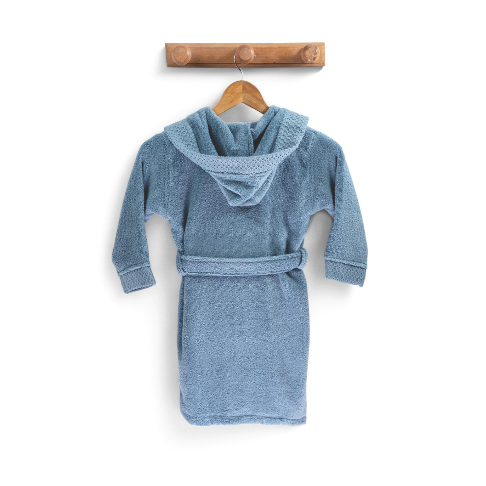 Peignoir de bain enfant uni - 12/14 ans - acier