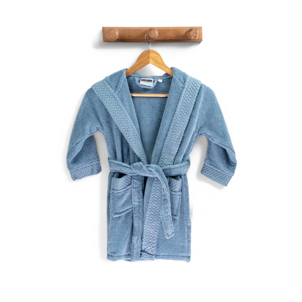 Peignoir de bain enfant uni - 12/14 ans - acier