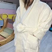 Peignoir de bain enfant uni - 4/6 ans - ivoire